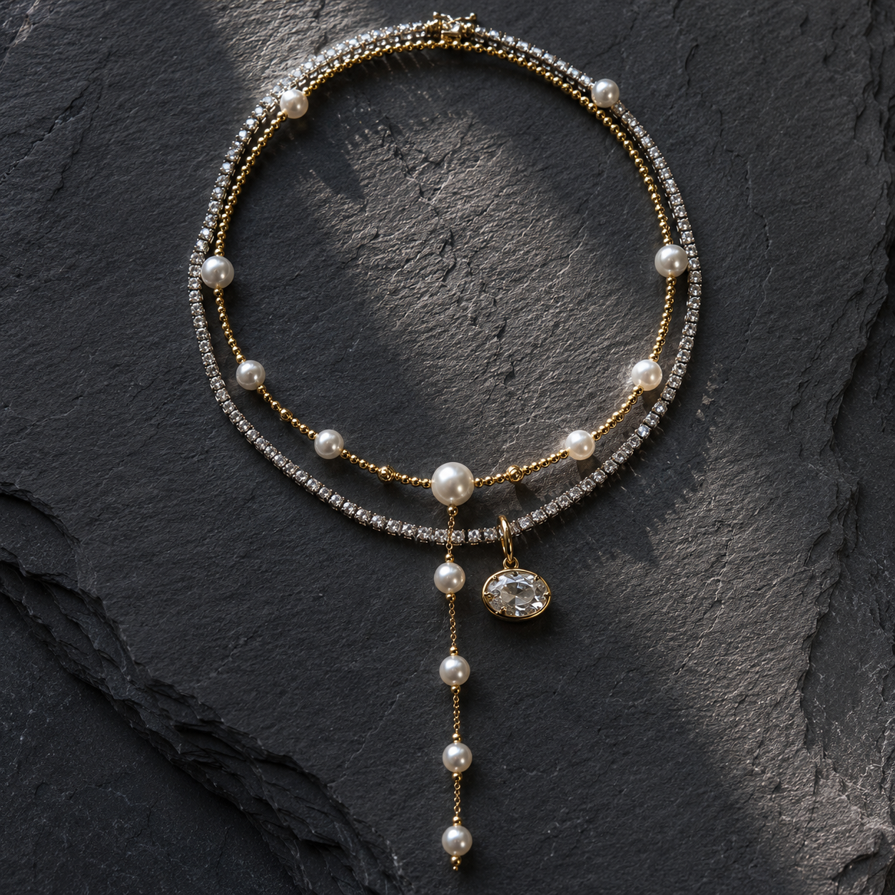 18K Flex Pearl Lariat